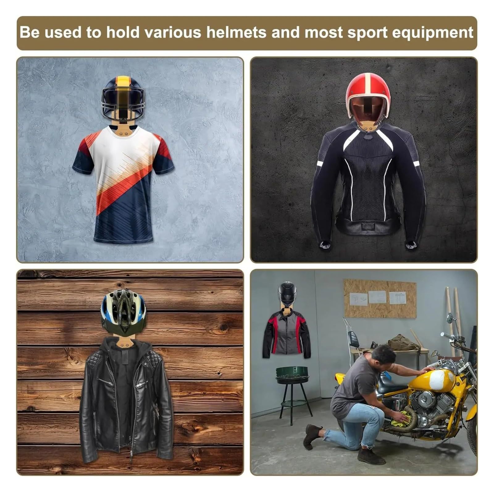 Wooden Motorcycle Helmet And C - đánh giá và giá Motorcycle Gear Hanger